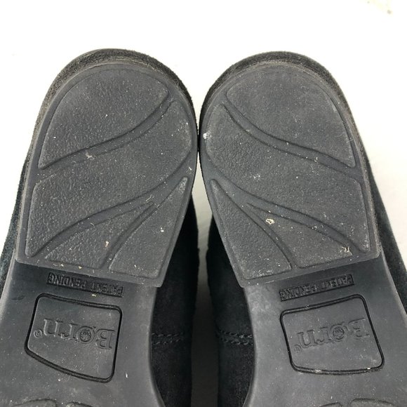 Born Women's 6M Shaya Black Distressed Leather Almond Toe Slip On Heeled Mules - Picture 11 of 13